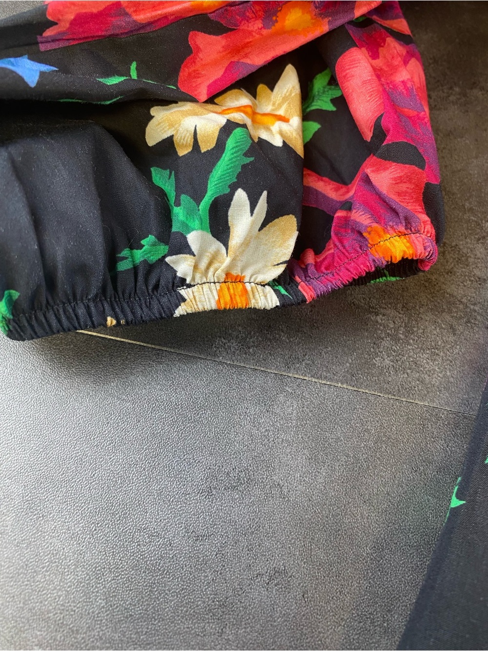 Anthropologie Maeve Black Floral Midi Tiered Cotton Dress size Medium - Picture 4 of 10